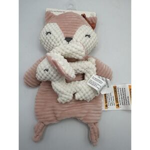 Modern Moments by Gerber Pink Fox Lovey Rattle with Bunny Plush Stuffed Toy NEW
